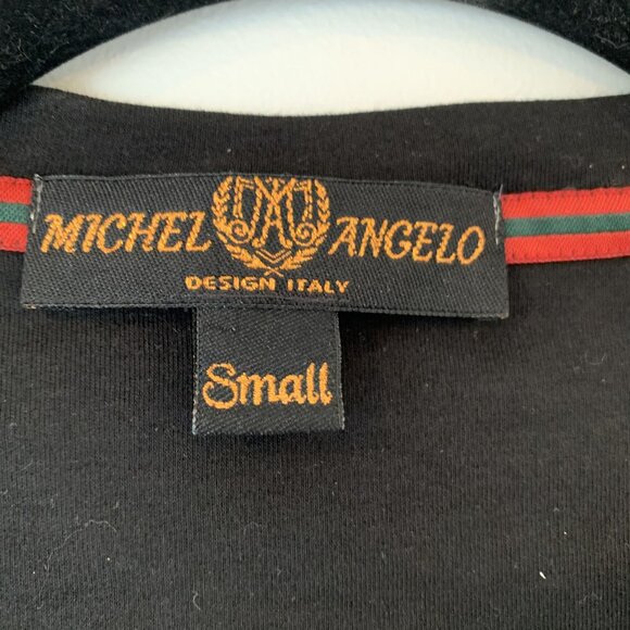 MichelAngelo Rich Boy Rhinestone Porsche Crest Design Black V-Neck T-Shirt S - Picture 3 of 5